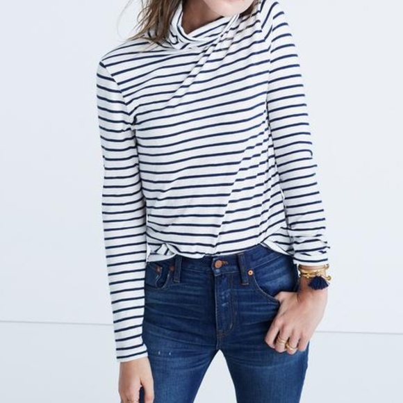 Madewell Tops - Madewell Whisper Cotton Turtleneck Cordova Stripe